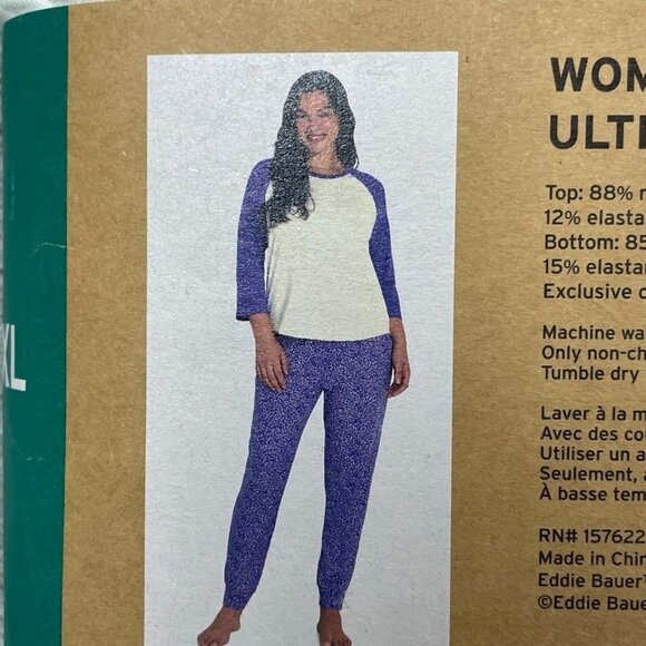 Eddie Bauer Womens 2-Piece Ultrasoft Sleep Set Purple XL d0586 - Picture 7 of 8